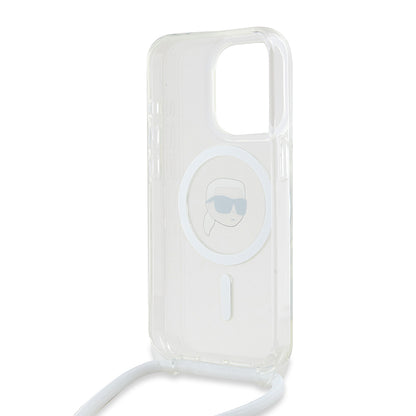 MagSafe Case for Apple iPhone 15 Pro, Karl Lagerfeld, IML Crossbody Karl's Head, Transparent