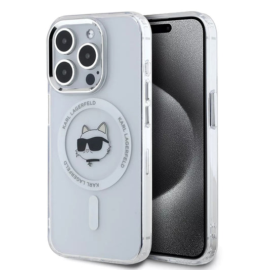 MagSafe tok Apple iPhone 15 Pro-hoz, Karl Lagerfeld, IML Metal Choupette's Head, Fehér