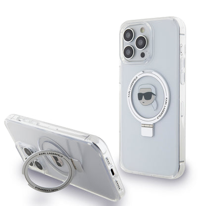 MagSafe tok Apple iPhone 15 Pro-hoz, Karl Lagerfeld, Ring Stand Karl's Head, Fehér