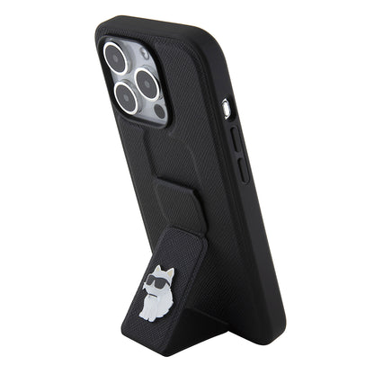 MagSafe tok Apple iPhone 15 Pro-hoz, Karl Lagerfeld, Saffiano Gripstand Choupette, Fekete