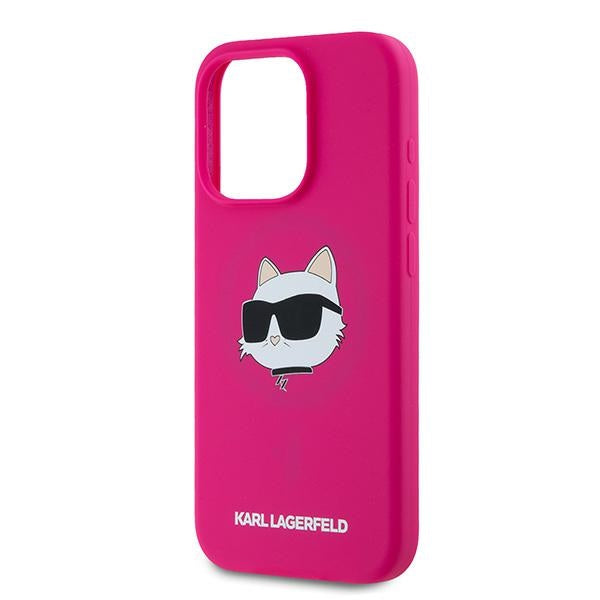 MagSafe tok Apple iPhone 15 Pro-hoz, Karl Lagerfeld, Choupette's Head szilikon, fukszia