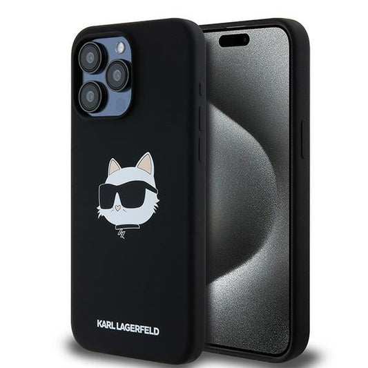 MagSafe Case for Apple iPhone 15 Pro, Karl Lagerfeld, Silicone Choupette's Head, Black