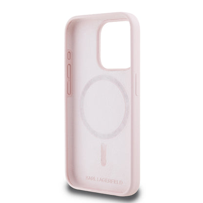 MagSafe Case for Apple iPhone 15 Pro, Karl Lagerfeld, Silicone Karl & Choupette's Heads, Pink