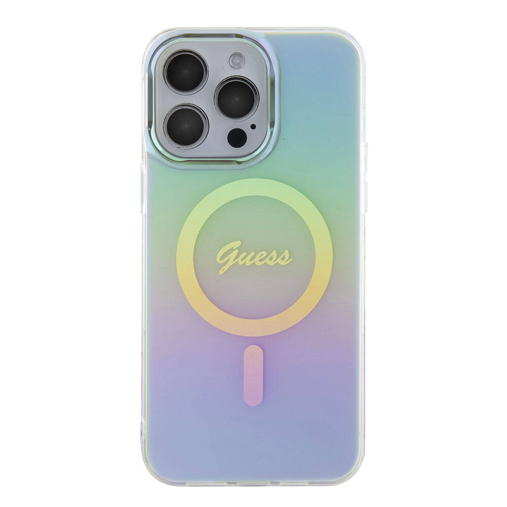 MagSafe tok Apple iPhone 15 Pro Max-hoz, Guess, IML Iridescent, Türkiz