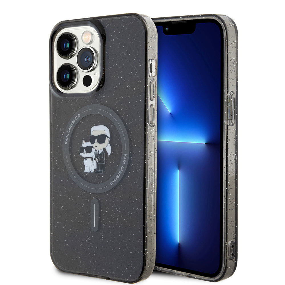 MagSafe tok Apple iPhone 15 Pro Max-hoz, Karl Lagerfeld, Glitter, Fekete