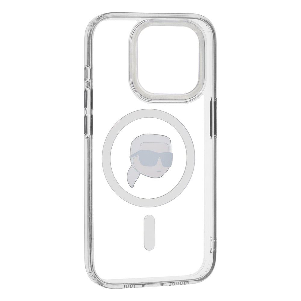MagSafe tok Apple iPhone 15 Pro Max-hez, Karl Lagerfeld, IML Metal Karl's Head, Fehér