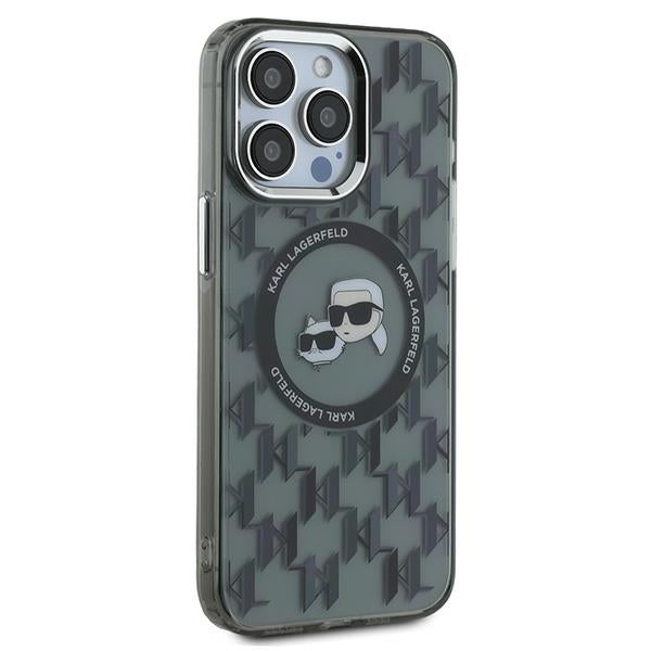 MagSafe tok Apple iPhone 15 Pro Max-hez, Karl Lagerfeld, IML Monogram Karl & Choupette's Heads, Fekete