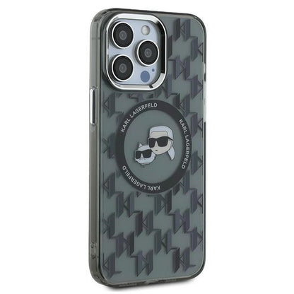 MagSafe tok Apple iPhone 15 Pro Max-hez, Karl Lagerfeld, IML Monogram Karl & Choupette's Heads, Fekete
