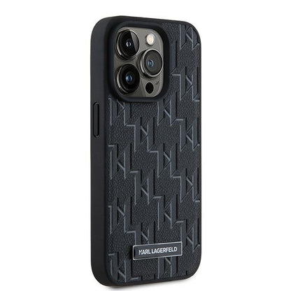 MagSafe tok Apple iPhone 15 Pro Max-hoz, Karl Lagerfeld, Monogram Metal Logo, Fekete