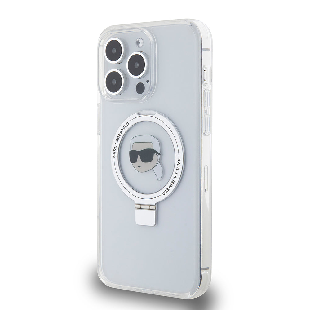 MagSafe tok Apple iPhone 15 Pro Max-hoz, Karl Lagerfeld, Ring Stand Karl's Head, Fehér