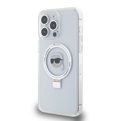 MagSafe tok Apple iPhone 15 Pro Max-hoz, Karl Lagerfeld, Ring Stand Karl's Head, Fehér