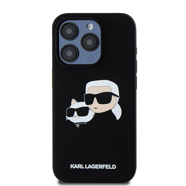 MagSafe tok Apple iPhone 15 Pro Max-hez, Karl Lagerfeld, Karl & Choupette szilikon, Fekete