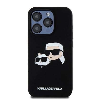 MagSafe tok Apple iPhone 15 Pro Max-hez, Karl Lagerfeld, Karl & Choupette szilikon, Fekete