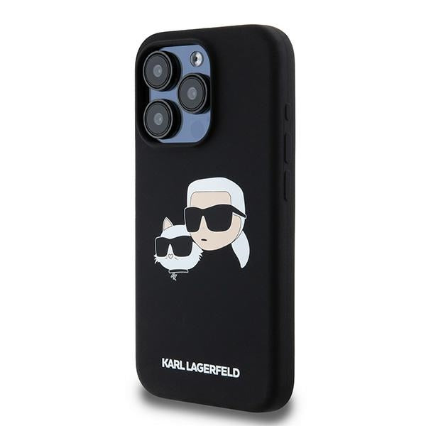 MagSafe tok Apple iPhone 15 Pro Max-hez, Karl Lagerfeld, Karl & Choupette szilikon, Fekete