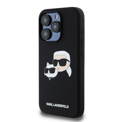 MagSafe tok Apple iPhone 15 Pro Max-hez, Karl Lagerfeld, Karl & Choupette szilikon, Fekete