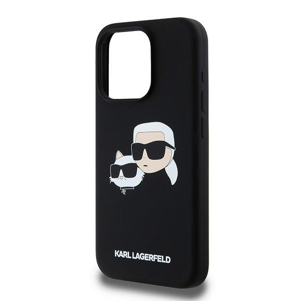 MagSafe tok Apple iPhone 15 Pro Max-hez, Karl Lagerfeld, Karl & Choupette szilikon, Fekete