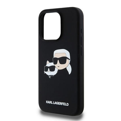 MagSafe tok Apple iPhone 15 Pro Max-hez, Karl Lagerfeld, Karl & Choupette szilikon, Fekete
