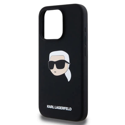 MagSafe Case for Apple iPhone 15 Pro Max, Karl Lagerfeld, Silicone Karl's Head, Black