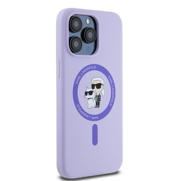 MagSafe Case for Apple iPhone 15 Pro Max, Karl Lagerfeld, Silicone Ring Karl & Choupette, Purple