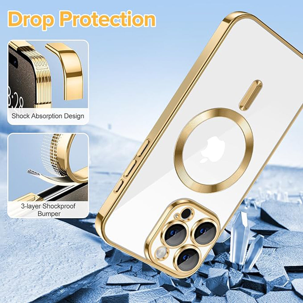 MagSafe tok Apple iPhone 15 Pro Max-hoz, Techsuit, Luxury Crystal, Arany