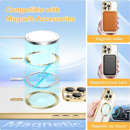 MagSafe tok Apple iPhone 15 Pro Max-hoz, Techsuit, Luxury Crystal, Arany