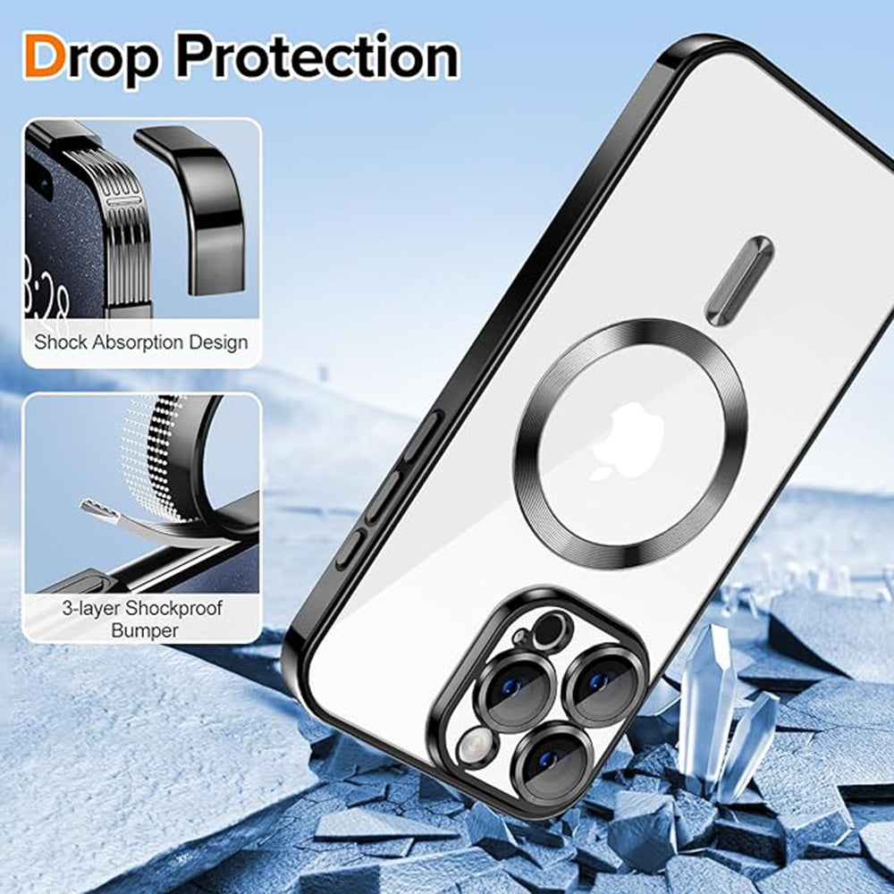 MagSafe tok Apple iPhone 15 Pro Max-hoz, Techsuit, Luxury Crystal, Fekete
