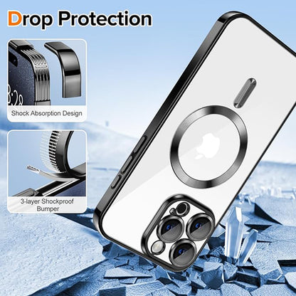 MagSafe tok Apple iPhone 15 Pro Max-hoz, Techsuit, Luxury Crystal, Fekete