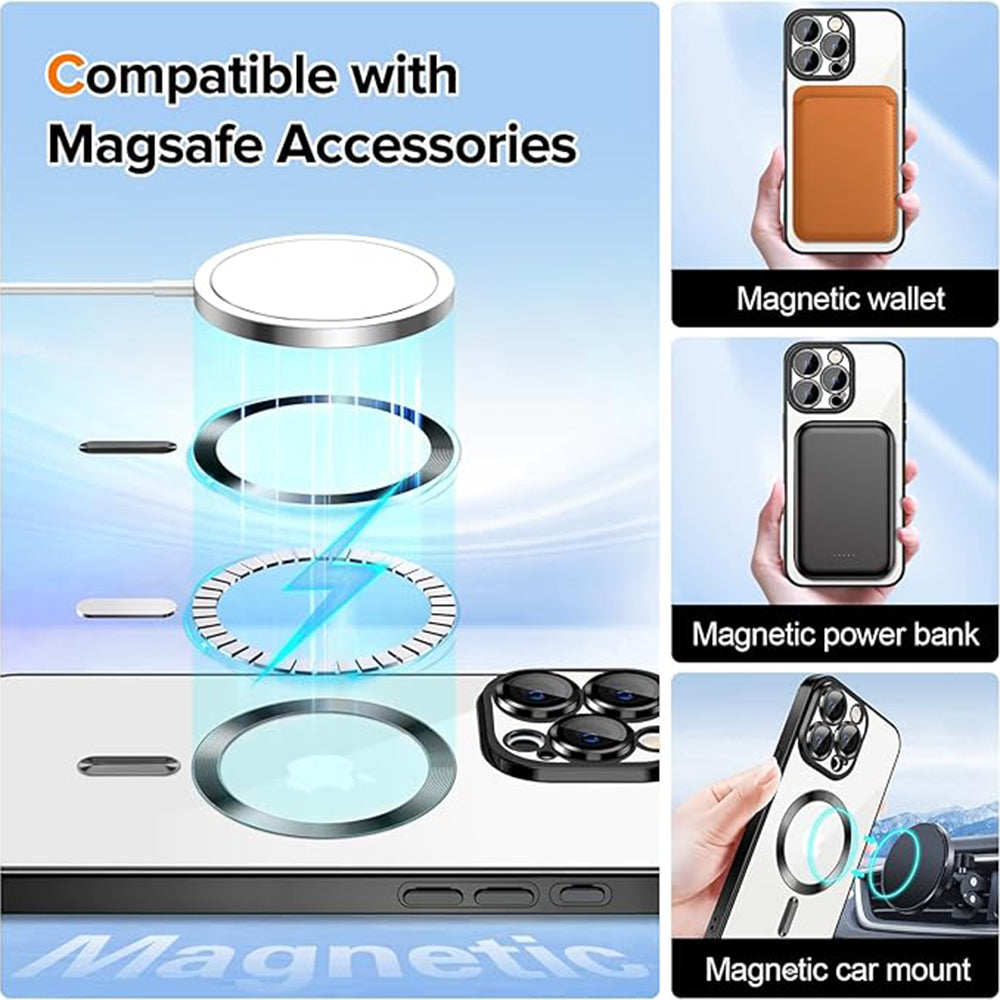 MagSafe tok Apple iPhone 15 Pro Max-hoz, Techsuit, Luxury Crystal, Fekete