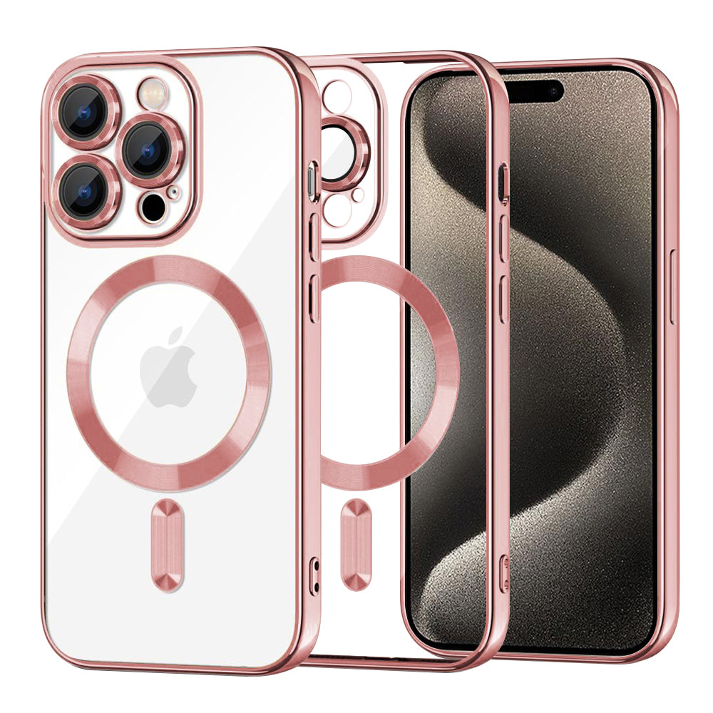 MagSafe tok Apple iPhone 15 Pro Max-hoz, Techsuit, Luxury Crystal, Rózsaszín