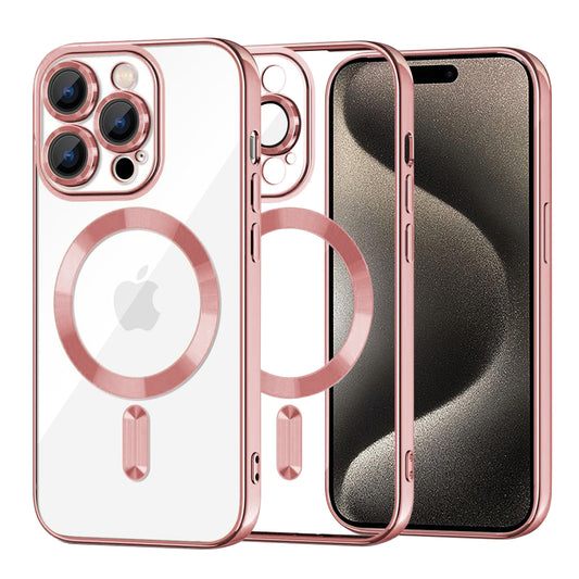 MagSafe tok Apple iPhone 15 Pro Max-hoz, Techsuit, Luxury Crystal, Rózsaszín