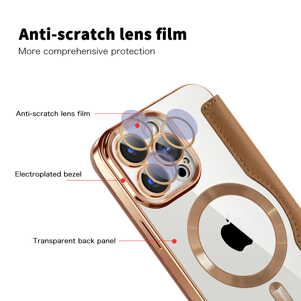 MagSafe Case for Apple iPhone 15 Pro Max, Techsuit, SmartMag Book, Brown