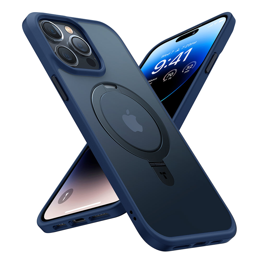MagSafe tok Apple iPhone 15 Pro Max-hoz, Torras, Ostand, Tengerészkék