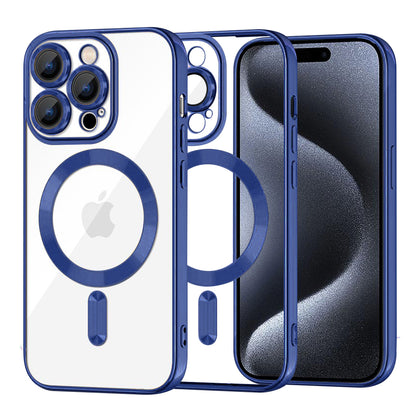 MagSafe Case for Apple iPhone 15 Pro, Techsuit, Luxury Crystal, Dark Blue