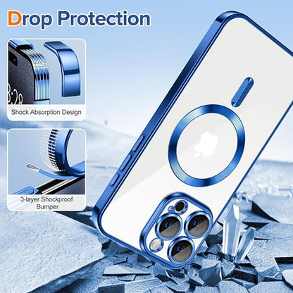 MagSafe Case for Apple iPhone 15 Pro, Techsuit, Luxury Crystal, Dark Blue