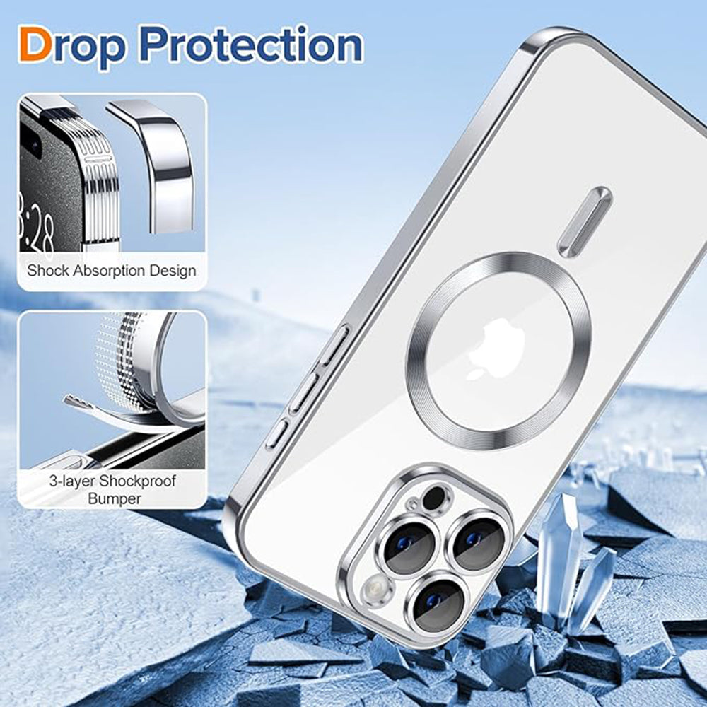 MagSafe tok Apple iPhone 15 Pro-hoz, Techsuit, Luxury Crystal, Ezüst