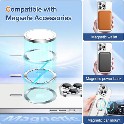 MagSafe tok Apple iPhone 15 Pro-hoz, Techsuit, Luxury Crystal, Ezüst