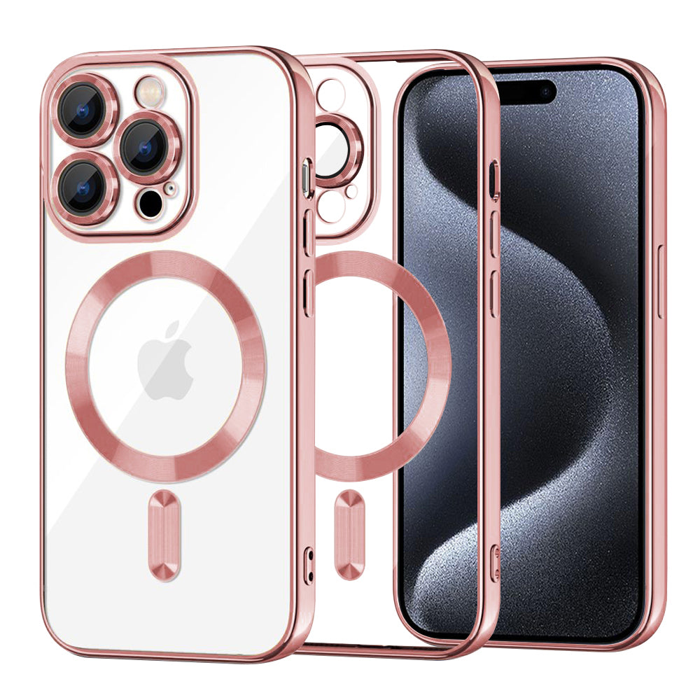 MagSafe tok Apple iPhone 15 Pro-hoz, Techsuit, Luxury Crystal, Rózsaszín