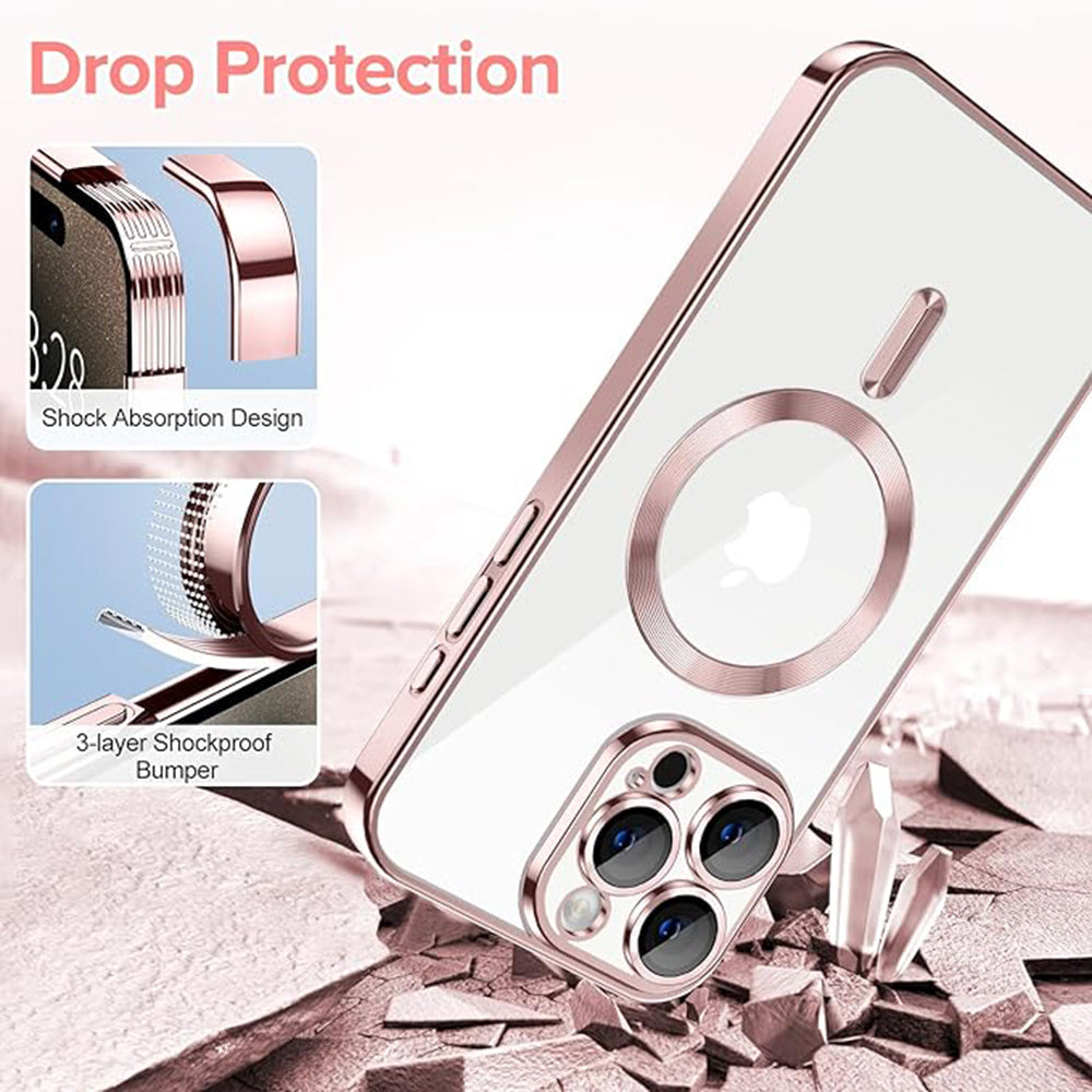 MagSafe tok Apple iPhone 15 Pro-hoz, Techsuit, Luxury Crystal, Rózsaszín