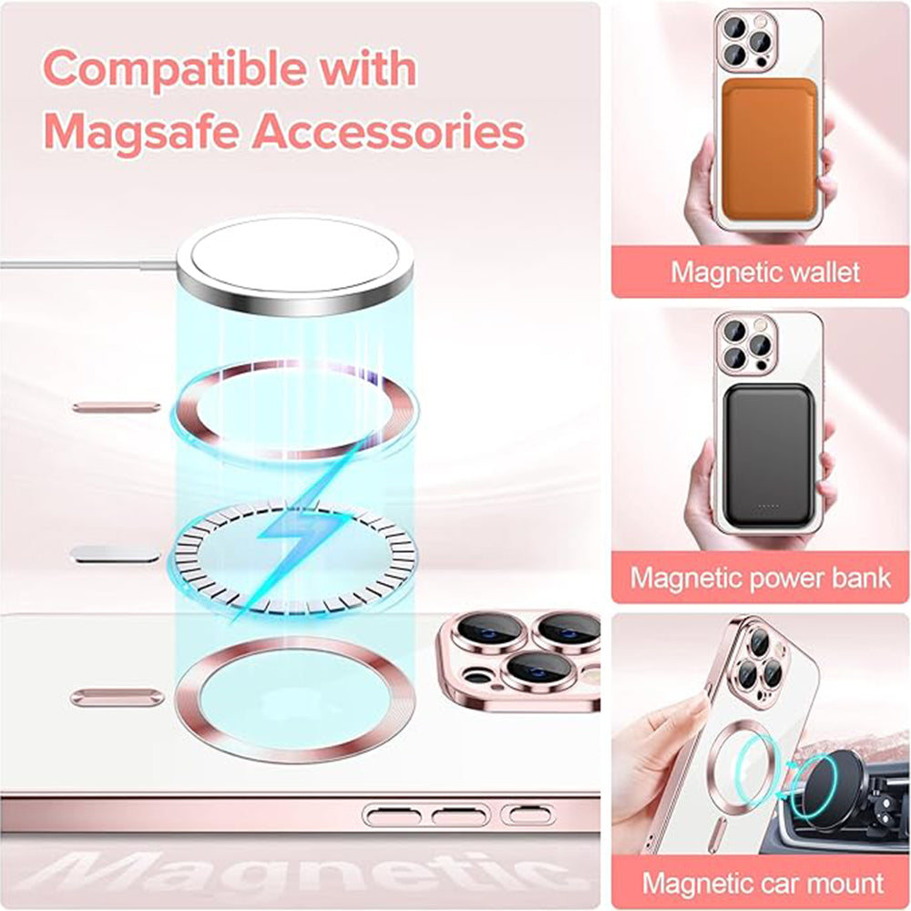 MagSafe tok Apple iPhone 15 Pro-hoz, Techsuit, Luxury Crystal, Rózsaszín