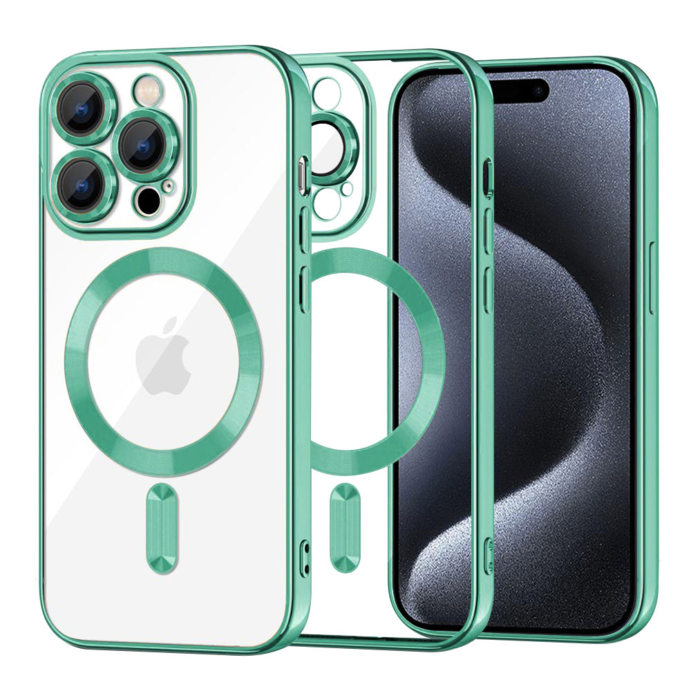 MagSafe tok Apple iPhone 15 Pro-hoz, Techsuit, Luxury Crystal, Világos zöld