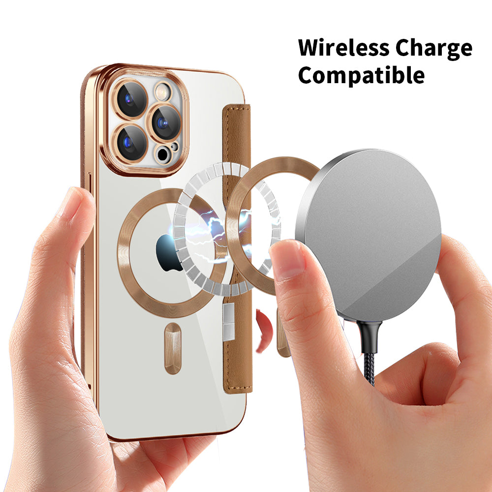 MagSafe tok Apple iPhone 15 Pro-hoz, Techsuit, SmartMag Book, Barna