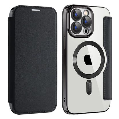 MagSafe Case for Apple iPhone 15 Pro, Techsuit, SmartMag Book, Black