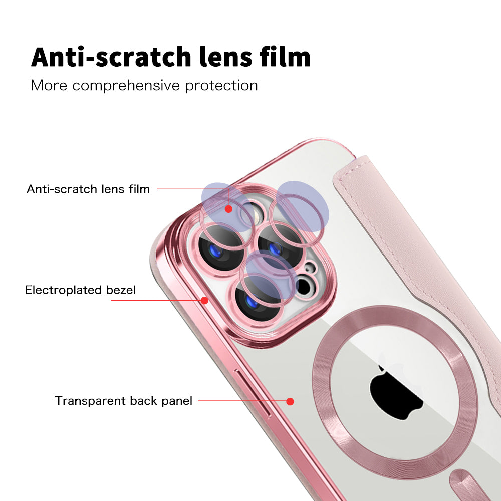 MagSafe Case for Apple iPhone 15 Pro, Techsuit, SmartMag Book, Pink