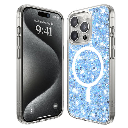 MagSafe tok Apple iPhone 15 Pro-hoz, Techsuit, Csillogó Csillám, Kék