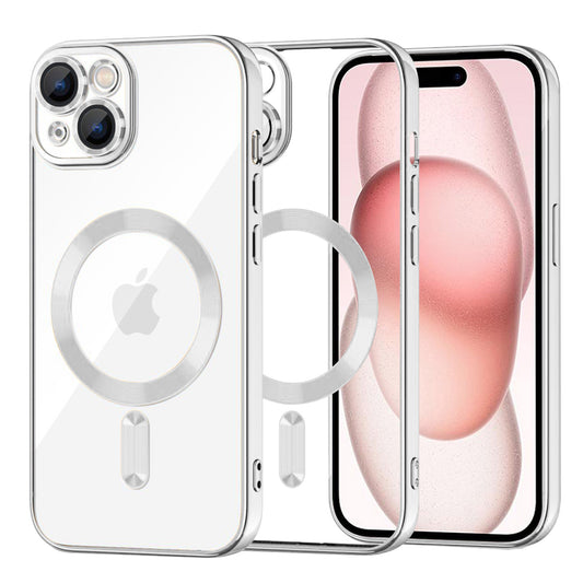 MagSafe tok Apple iPhone 15-höz, Techsuit, Luxury Crystal, Ezüst