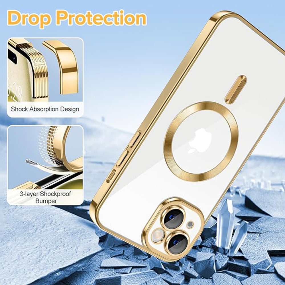 MagSafe tok Apple iPhone 15-höz, Techsuit, Luxury Crystal, Arany