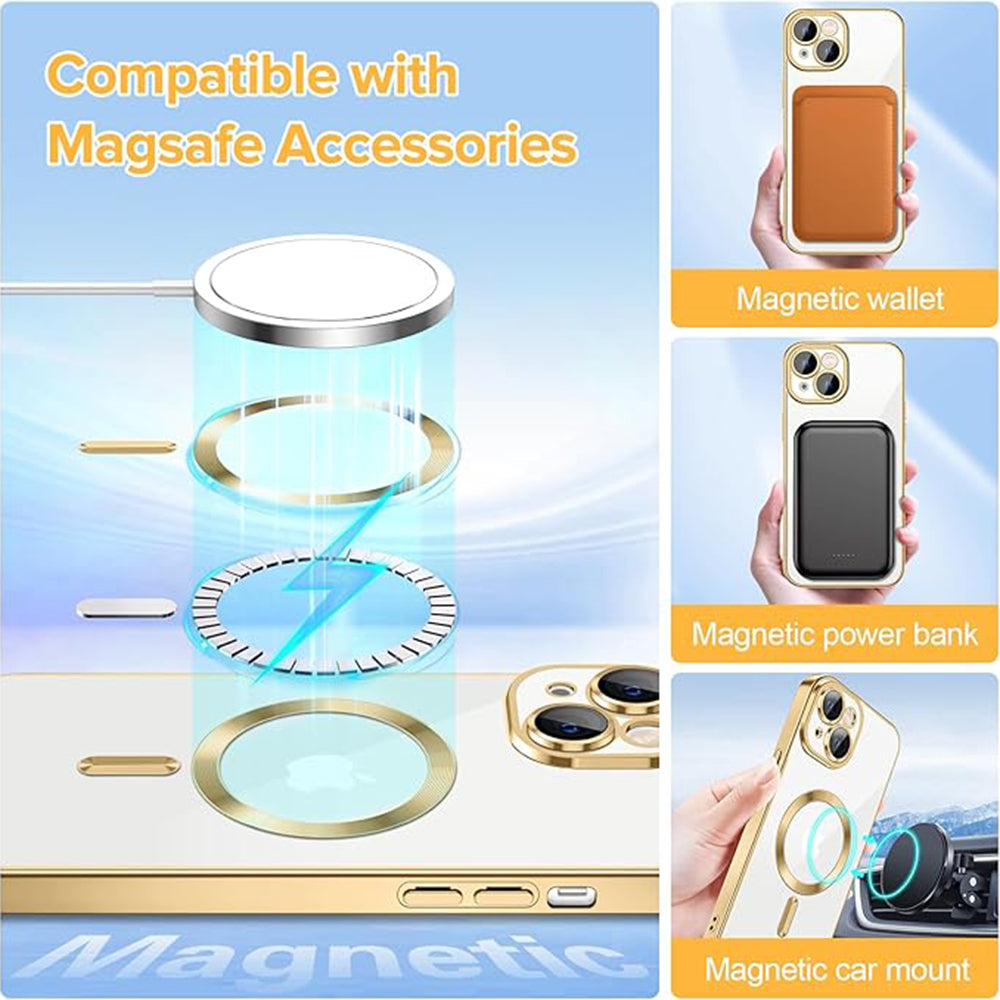MagSafe tok Apple iPhone 15-höz, Techsuit, Luxury Crystal, Arany