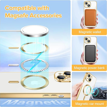 MagSafe tok Apple iPhone 15-höz, Techsuit, Luxury Crystal, Arany