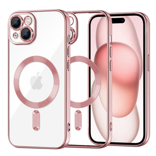MagSafe tok Apple iPhone 15-höz, Techsuit, Luxury Crystal, Rózsaszín