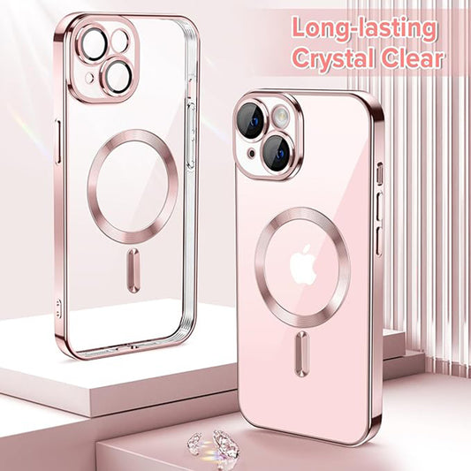 MagSafe tok Apple iPhone 15-höz, Techsuit, Luxury Crystal, Rózsaszín